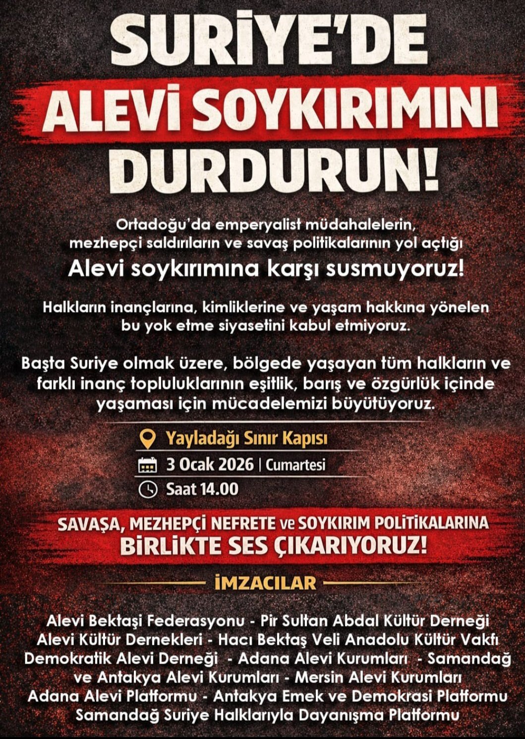 Suriye’de Alevilere Yönelik Katliamlara Karşı Yayladağı’nda Eylem Çağrısı